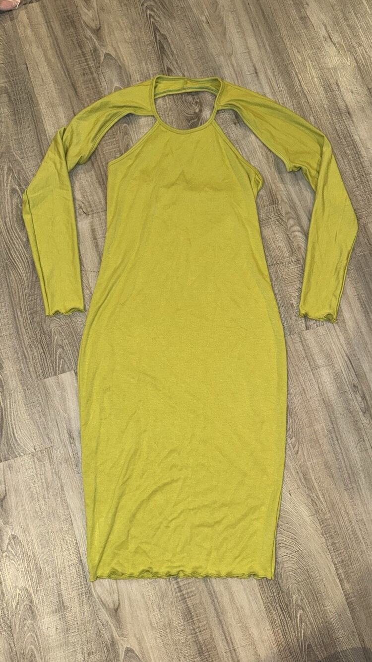 Sammy B Target Green Cut Out Midi Dress Long Sleeve Fitted Women S NEW